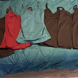 Set of Camisole Tops in Red, Teal, and Black